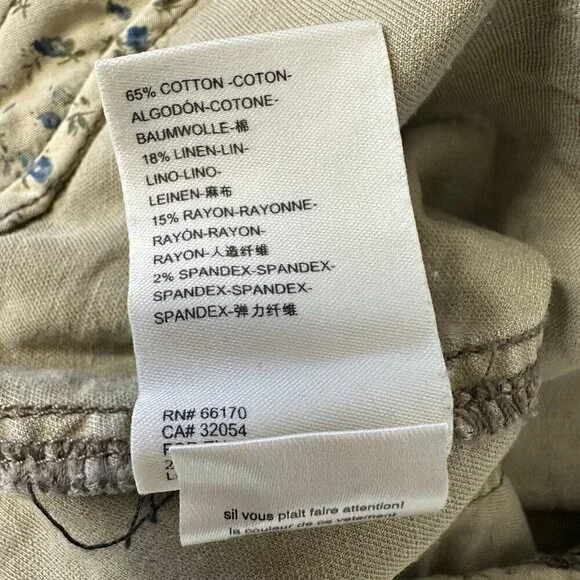 Anthropologie Camo Cargo Pants Size 29 Cotton Linen Blend Green Brown - Picture 11 of 13